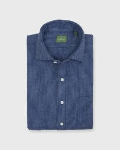 Otto Handmade Sport Shirt In Slate/Navy Brushed Houndstooth Flannel