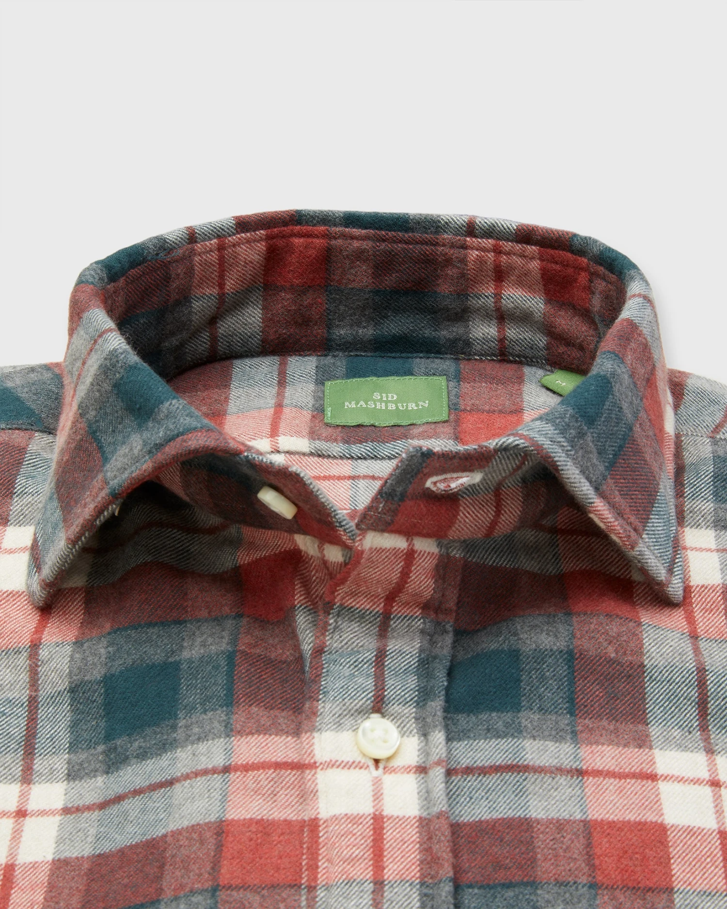 Spread Collar Sport Shirt In Green/Red/Bone Plaid Flannel 2 Spread Collar Sport Shirt In Green/Red/Bone Plaid Flannel - Image 2