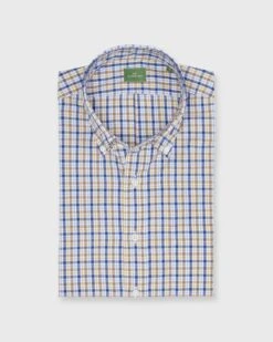 Button-Down Sport Shirt In Blue/Scotch Check Poplin