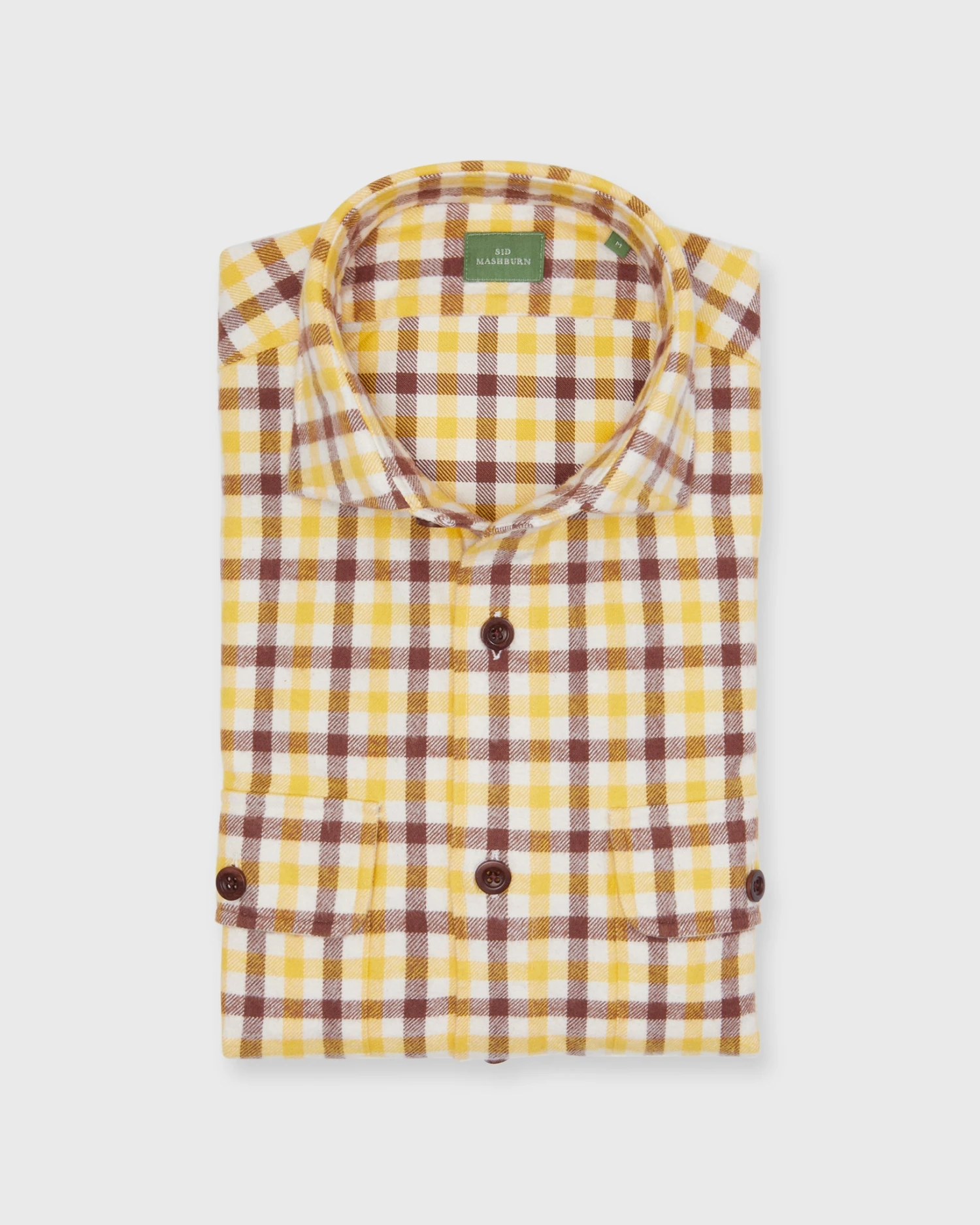 Band-Hem Work Shirt In Bone/Yellow/Brown Tattersall Brushed Twill 1 Band-Hem Work Shirt In Bone/Yellow/Brown Tattersall Brushed Twill