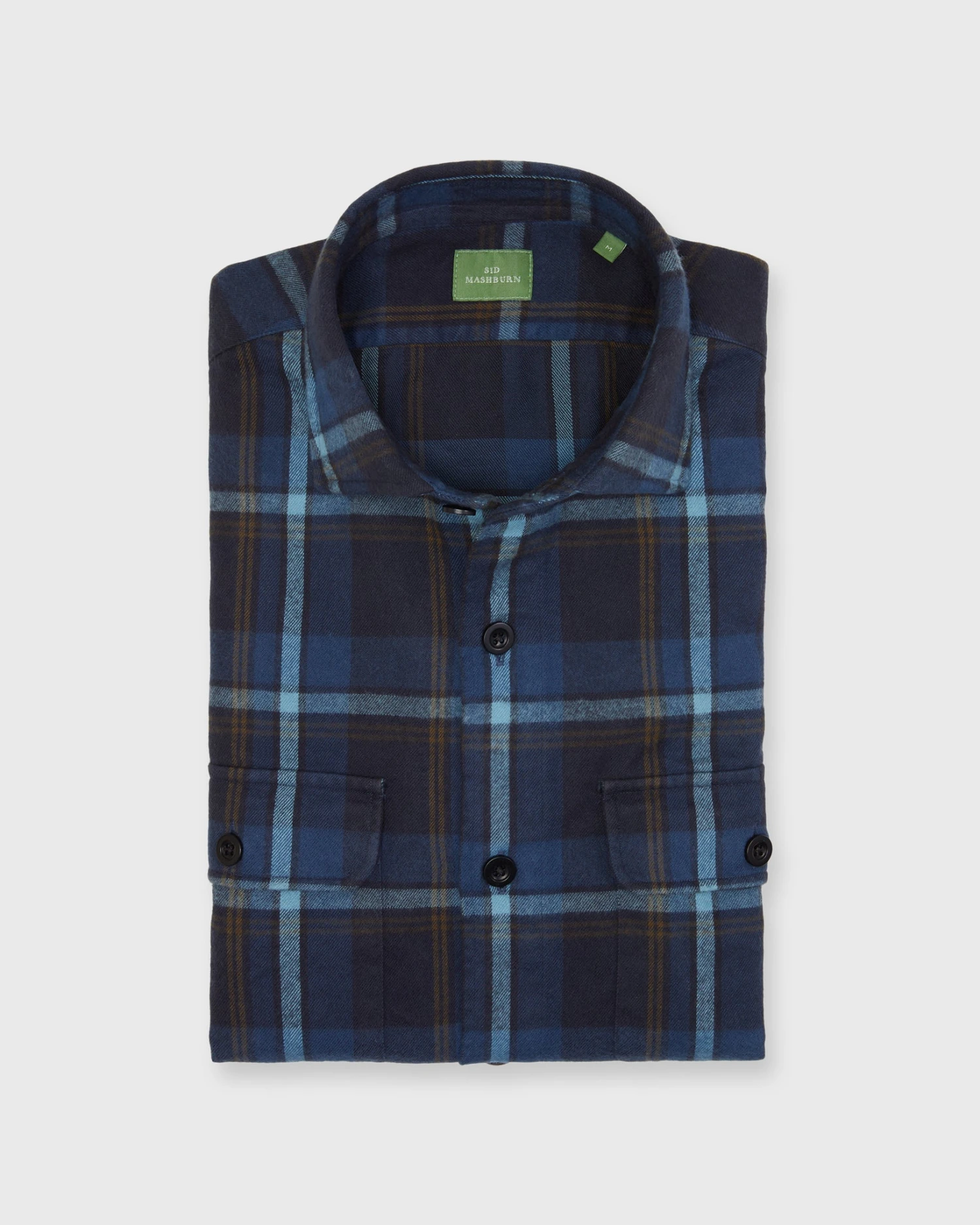 Band-Hem Work Shirt In Blue/Glacier/Olive Plaid Brushed Twill 1 Band-Hem Work Shirt In Blue/Glacier/Olive Plaid Brushed Twill
