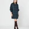 Anaya Popover Dress In Blackwatch Tartan Stretch Wool