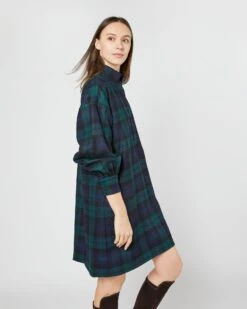 Anaya Popover Dress In Blackwatch Tartan Stretch Wool 9 Anaya Popover Dress In Blackwatch Tartan Stretch Wool -HERNO || ULLA JOHNSON || A.P.C. Shop S72083 1463