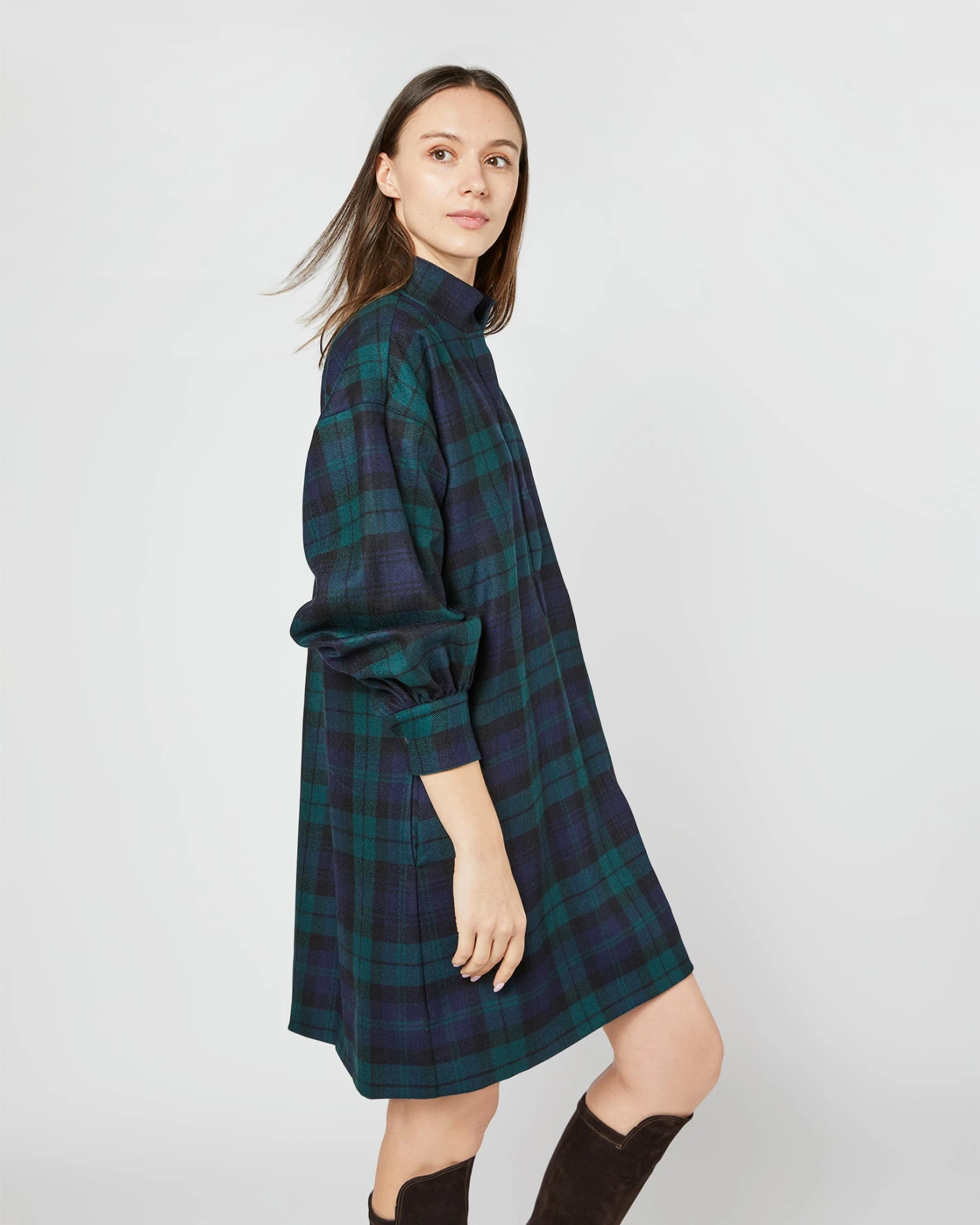 Anaya Popover Dress In Blackwatch Tartan Stretch Wool 5 Anaya Popover Dress In Blackwatch Tartan Stretch Wool - Image 5