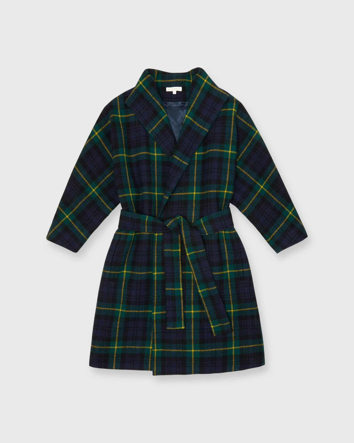 Kimono Carina Coat In Navy/Green Gordon Modern Tartan Wool 1 Kimono Carina Coat In Navy/Green Gordon Modern Tartan Wool