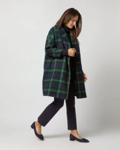 Kimono Carina Coat In Navy/Green Gordon Modern Tartan Wool 19 Kimono Carina Coat In Navy/Green Gordon Modern Tartan Wool -HERNO || ULLA JOHNSON || A.P.C. Shop S72088 4429