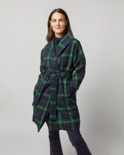 Kimono Carina Coat In Navy/Green Gordon Modern Tartan Wool 17 Kimono Carina Coat In Navy/Green Gordon Modern Tartan Wool -HERNO || ULLA JOHNSON || A.P.C. Shop S72088 4550