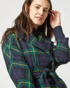 Kimono Carina Coat In Navy/Green Gordon Modern Tartan Wool 20 Kimono Carina Coat In Navy/Green Gordon Modern Tartan Wool -HERNO || ULLA JOHNSON || A.P.C. Shop S72088 4563