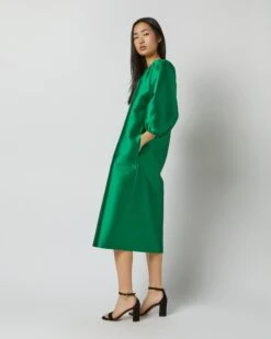 Trapunto Blouson Dress In Emerald Silk/Wool 20 Trapunto Blouson Dress In Emerald Silk/Wool -HERNO || ULLA JOHNSON || A.P.C. Shop S72092 2083