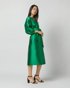 Trapunto Blouson Dress In Emerald Silk/Wool 16 Trapunto Blouson Dress In Emerald Silk/Wool -HERNO || ULLA JOHNSON || A.P.C. Shop S72092 2119