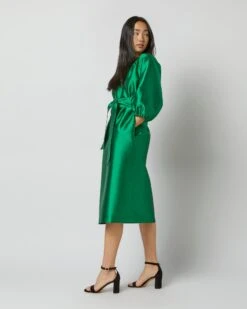 Trapunto Blouson Dress In Emerald Silk/Wool 15 Trapunto Blouson Dress In Emerald Silk/Wool -HERNO || ULLA JOHNSON || A.P.C. Shop S72092 2127