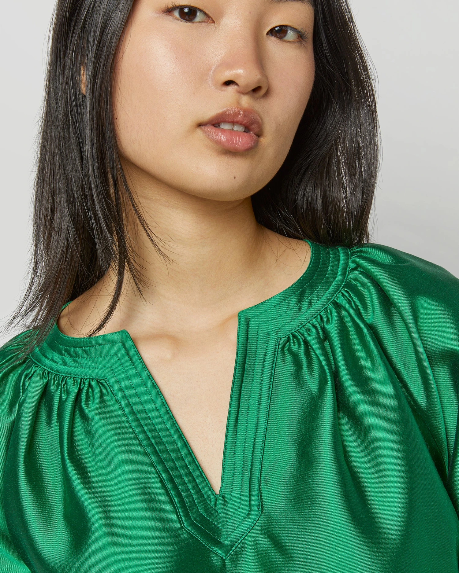 Trapunto Blouson Dress In Emerald Silk/Wool 10 Trapunto Blouson Dress In Emerald Silk/Wool - Image 10