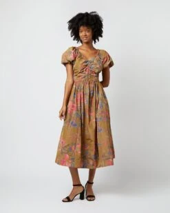 ULLA JOHNSON Cecile Dress In Bamboo Bam