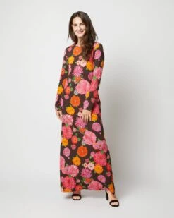 Long Sleeve Swing Dress In Chocolate Gin Sablé