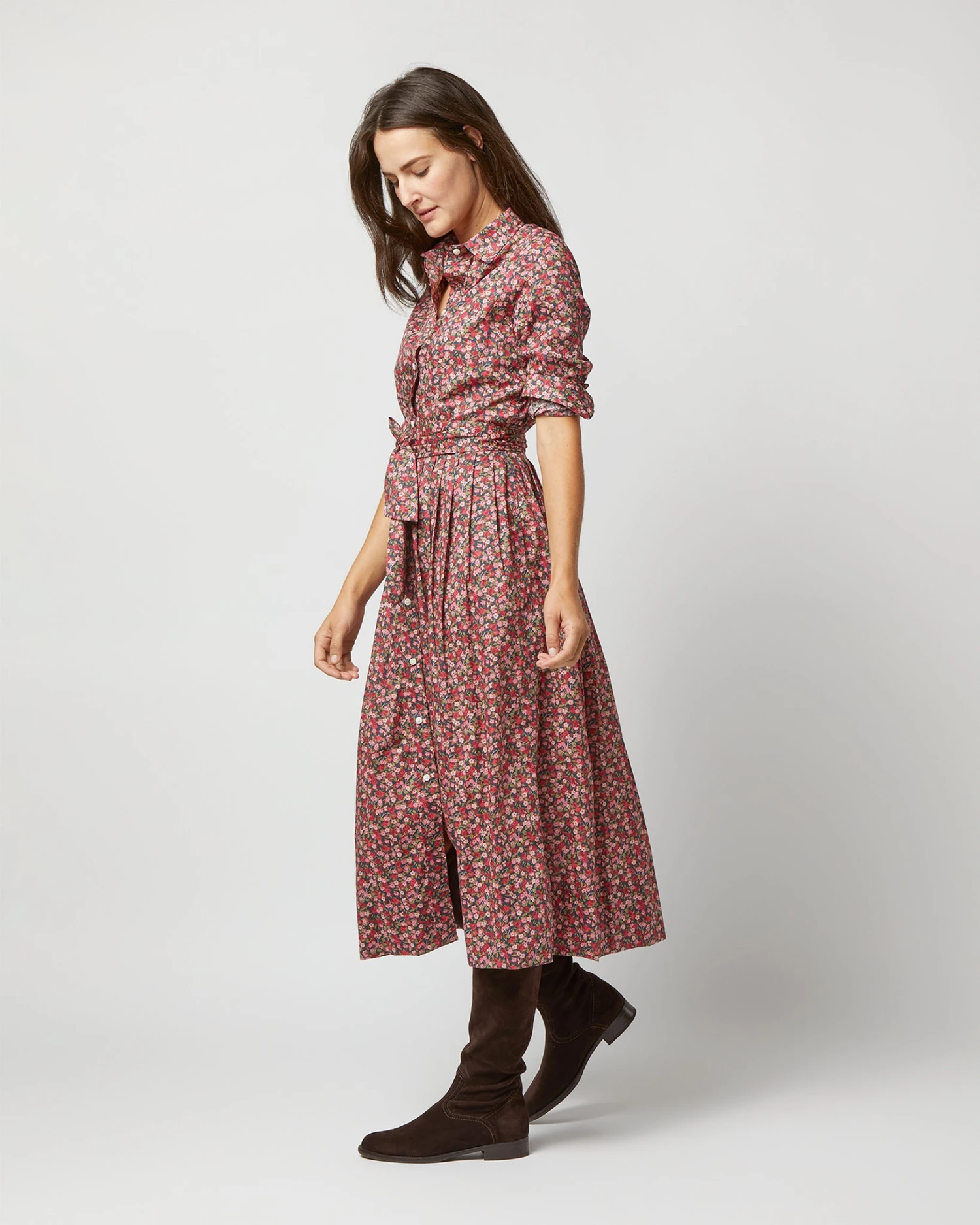 Classic Shirtwaist Dress In Red/Pink Multi Nectar Liberty Fabric 3 Classic Shirtwaist Dress In Red/Pink Multi Nectar Liberty Fabric - Image 3