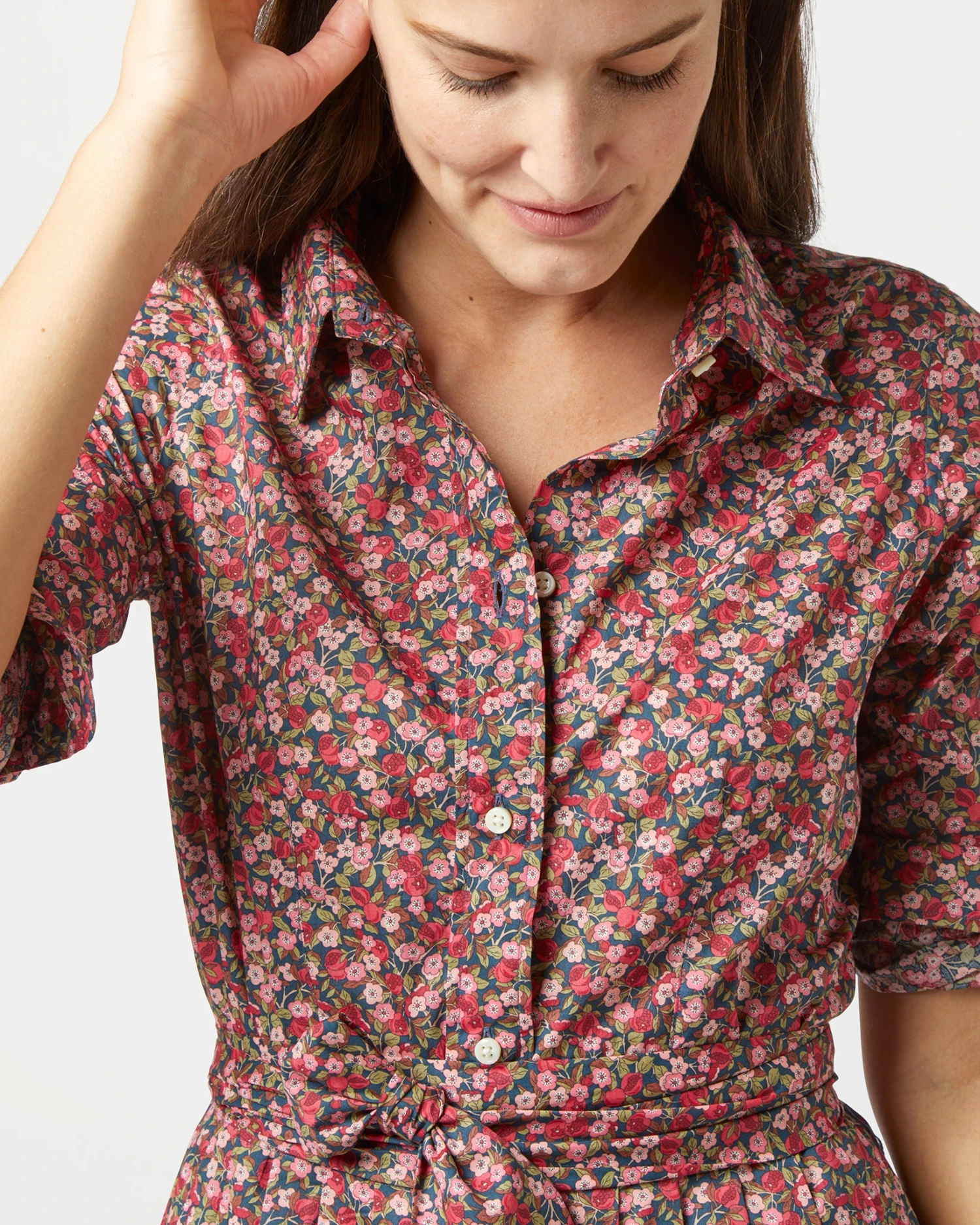 Classic Shirtwaist Dress In Red/Pink Multi Nectar Liberty Fabric 6 Classic Shirtwaist Dress In Red/Pink Multi Nectar Liberty Fabric - Image 6