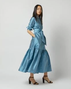 Manon Dress In Steel Blue Silk Shantung -HERNO || ULLA JOHNSON || A.P.C. Shop S72255 9789