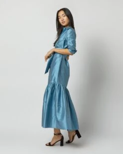 Manon Dress In Steel Blue Silk Shantung -HERNO || ULLA JOHNSON || A.P.C. Shop S72255 9821
