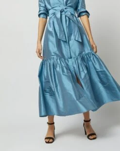 Manon Dress In Steel Blue Silk Shantung -HERNO || ULLA JOHNSON || A.P.C. Shop S72255 9868