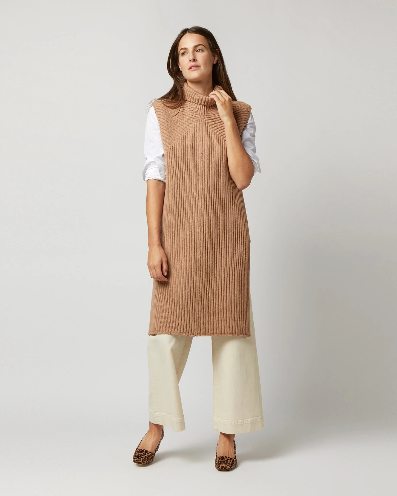 Joseph Tunic Cardigan Stitch Sweater In Warm Taupe 5 Joseph Tunic Cardigan Stitch Sweater In Warm Taupe - Image 5