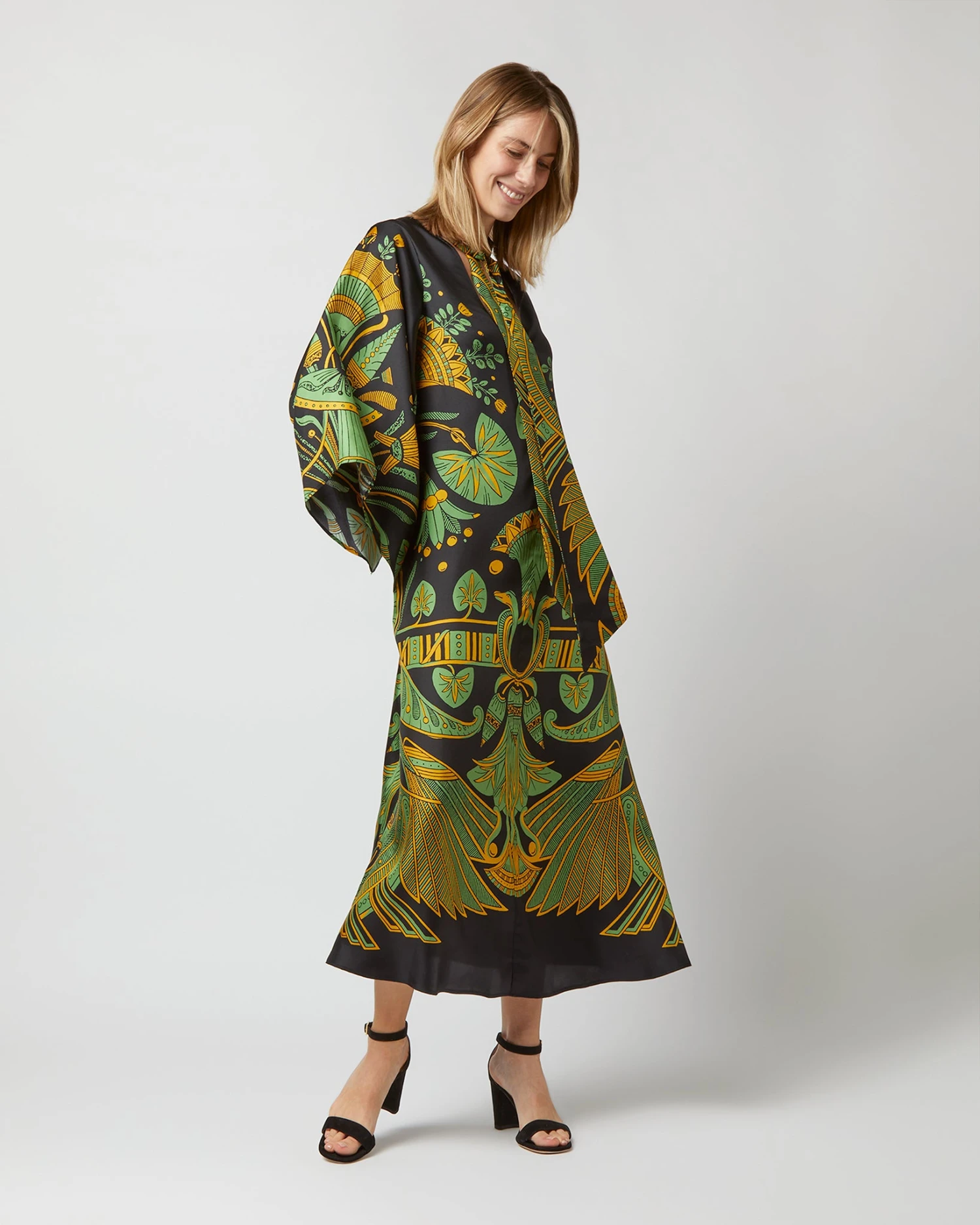 Magnifico Midi Dress In The Nile Placée Black Silk Twill 1 Magnifico Midi Dress In The Nile Placée Black Silk Twill