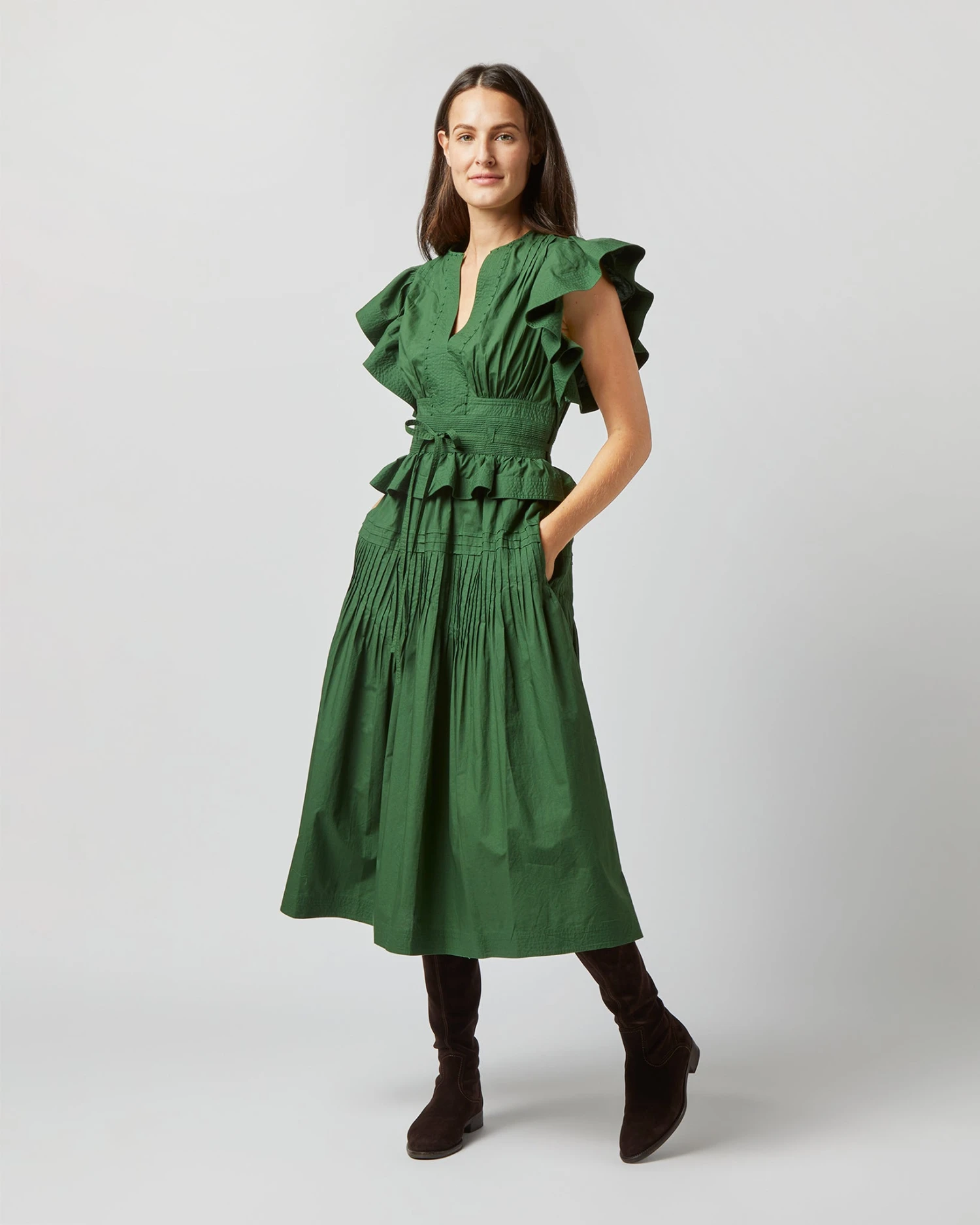 ULLA JOHNSON Florence Dress In Juniper 1 ULLA JOHNSON Florence Dress In Juniper