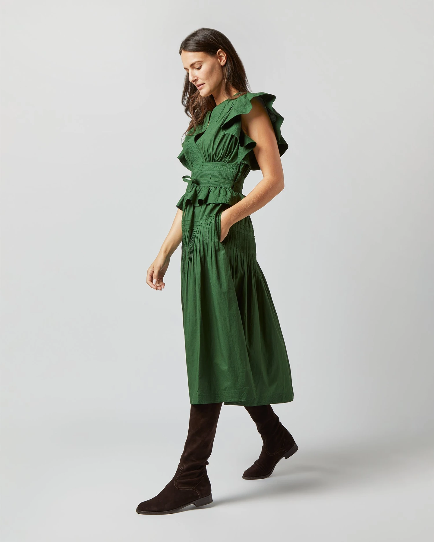ULLA JOHNSON Florence Dress In Juniper 2 ULLA JOHNSON Florence Dress In Juniper - Image 2