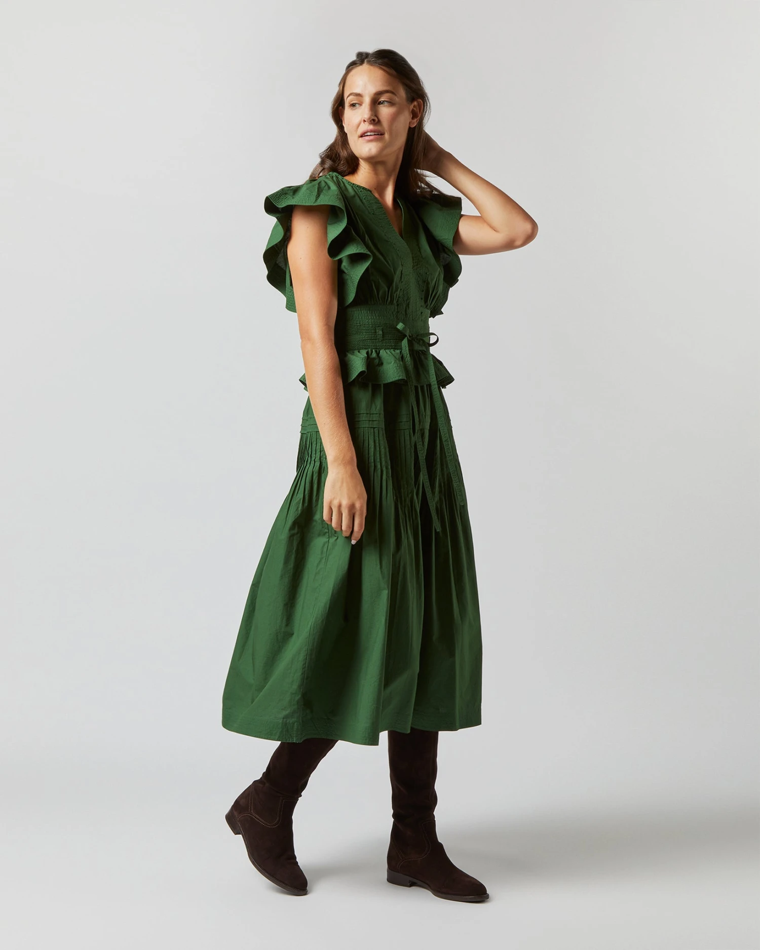 ULLA JOHNSON Florence Dress In Juniper 4 ULLA JOHNSON Florence Dress In Juniper - Image 4
