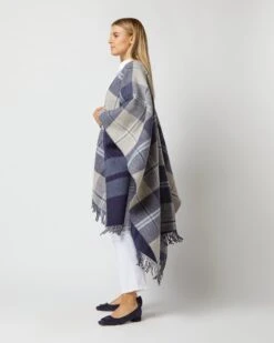 Reversible Lambswool Cape In Blue/Cream Windowpane -HERNO || ULLA JOHNSON || A.P.C. Shop S72446 2522