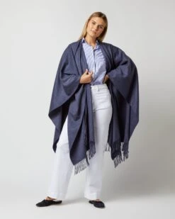 Cashmere Cape In Dark Denim