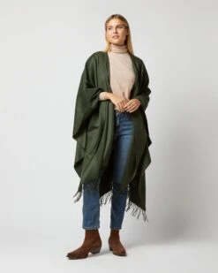 Cashmere Cape In Forest Green