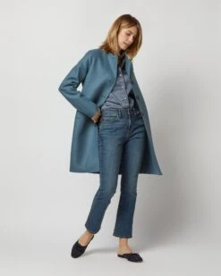 Button Up Boxy Coat In Steel Blue -HERNO || ULLA JOHNSON || A.P.C. Shop S72680 2538