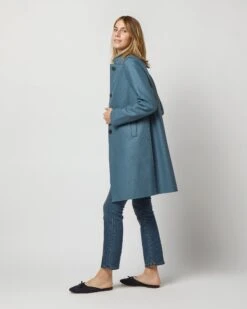 Button Up Boxy Coat In Steel Blue -HERNO || ULLA JOHNSON || A.P.C. Shop S72680 2546
