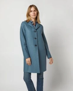 Button Up Boxy Coat In Steel Blue -HERNO || ULLA JOHNSON || A.P.C. Shop S72680 2621