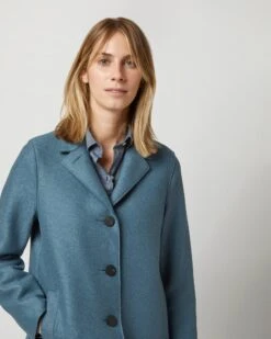 Button Up Boxy Coat In Steel Blue -HERNO || ULLA JOHNSON || A.P.C. Shop S72680 2640