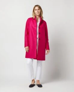 Button Up Boxy Coat In Winter Pink