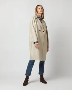 Dropped Shoulder Double Breasted Coat In Almond 12 Dropped Shoulder Double Breasted Coat In Almond -HERNO || ULLA JOHNSON || A.P.C. Shop S72685 2756