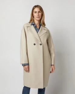 Dropped Shoulder Double Breasted Coat In Almond 13 Dropped Shoulder Double Breasted Coat In Almond -HERNO || ULLA JOHNSON || A.P.C. Shop S72685 2764