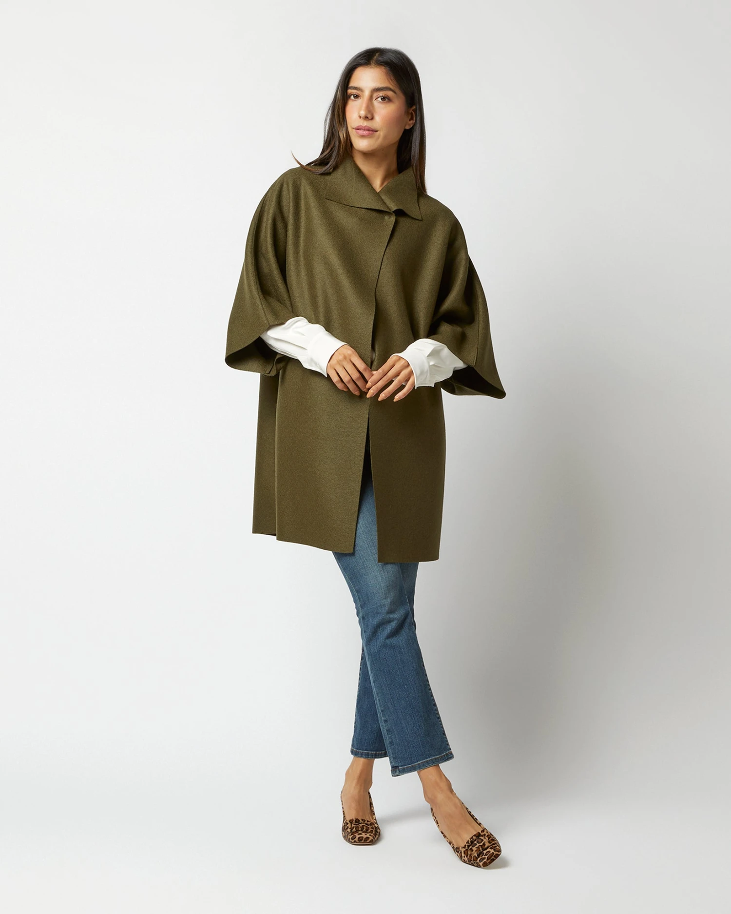 Kimono Coat In Moss Green 3 Kimono Coat In Moss Green - Image 3