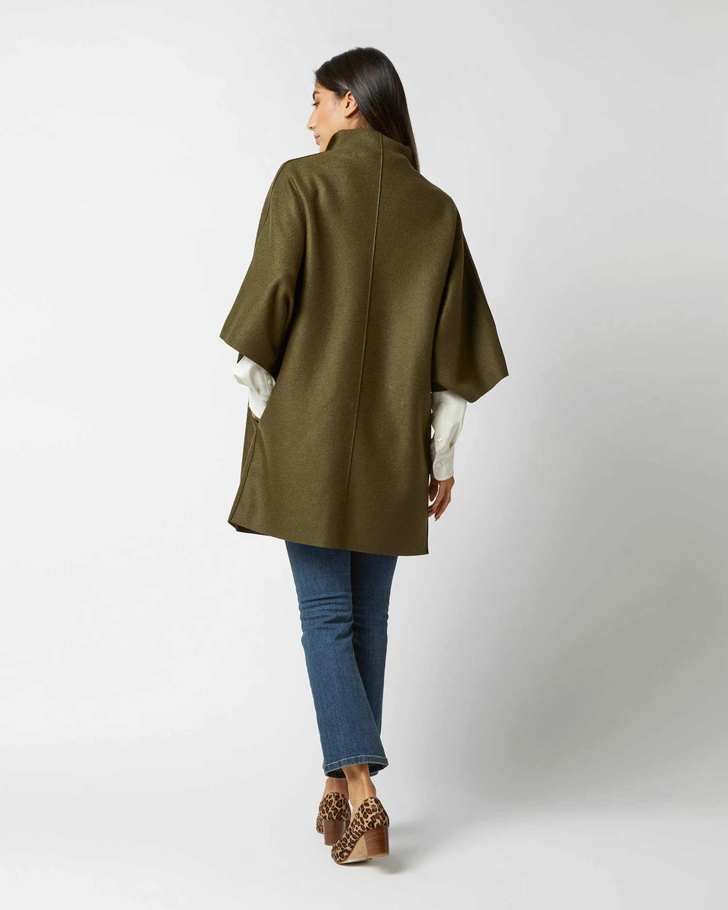Kimono Coat In Moss Green 8 Kimono Coat In Moss Green - Image 8