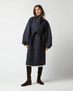 Puff Sleeves Coat In Navy Blue -HERNO || ULLA JOHNSON || A.P.C. Shop S72689 185