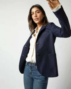 Stand Up Collar Blazer In Navy Blue 14 Stand Up Collar Blazer In Navy Blue -HERNO || ULLA JOHNSON || A.P.C. Shop S72691 383