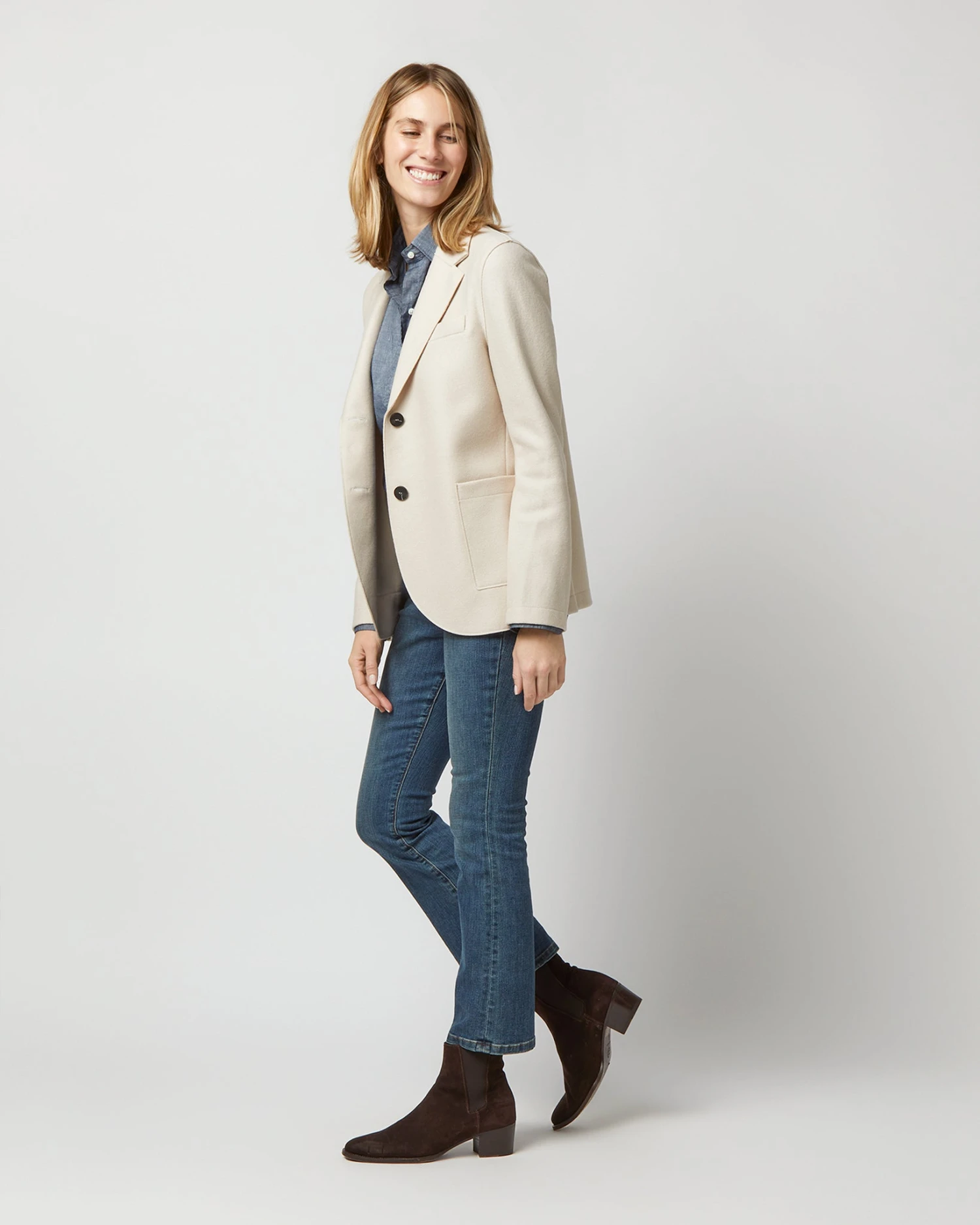 Stand Up Collar Blazer In Cream 2 Stand Up Collar Blazer In Cream - Image 2