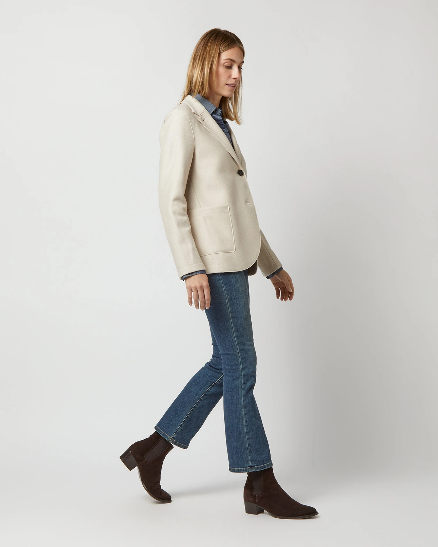 Stand Up Collar Blazer In Cream 4 Stand Up Collar Blazer In Cream - Image 4