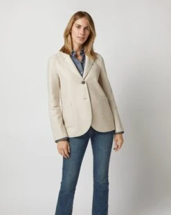 Stand Up Collar Blazer In Cream 11 Stand Up Collar Blazer In Cream -HERNO || ULLA JOHNSON || A.P.C. Shop S72692 3346
