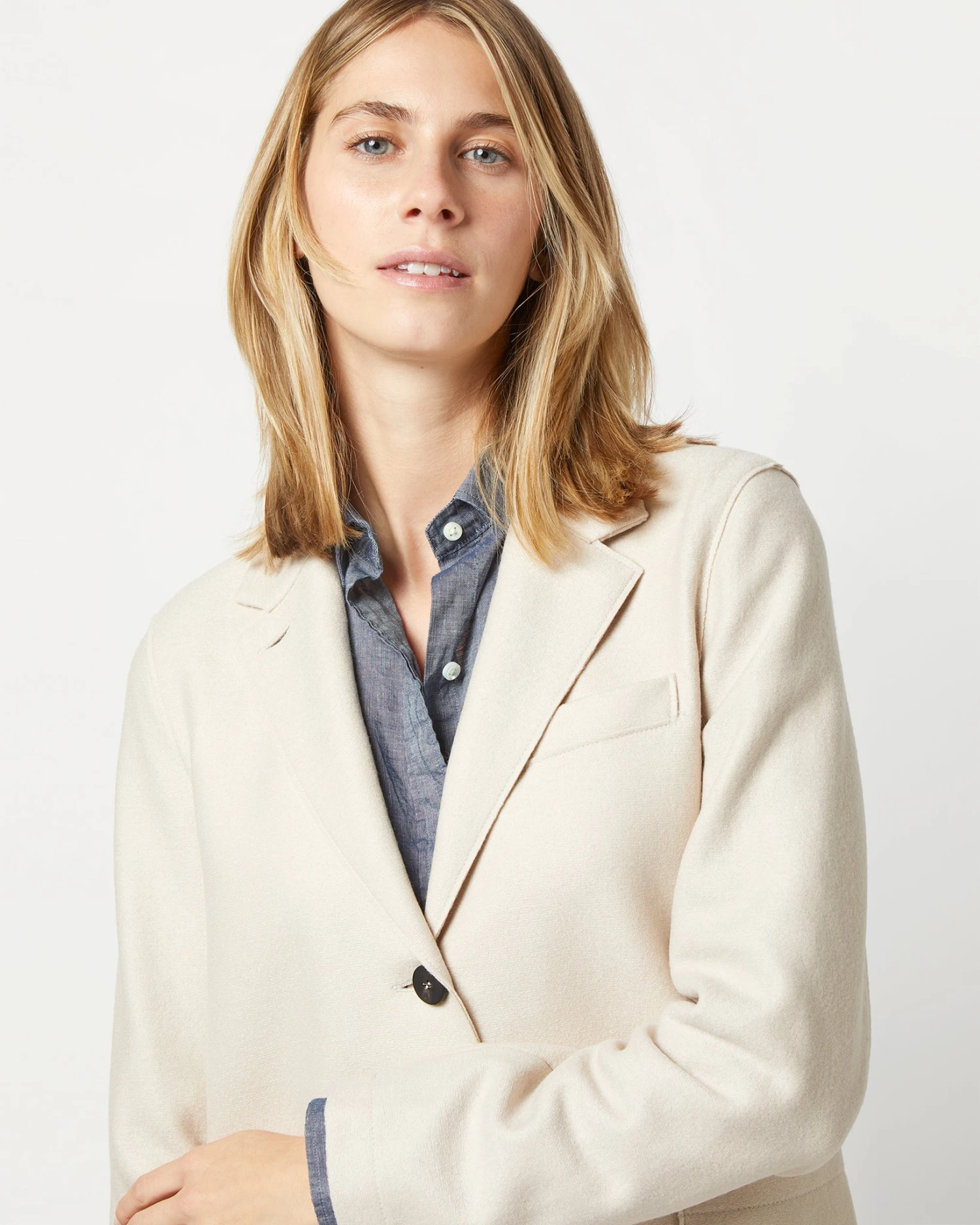 Stand Up Collar Blazer In Cream 5 Stand Up Collar Blazer In Cream - Image 5