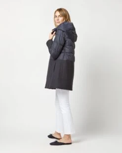 HERNO A-Line Down Mixed Coat In Navy Blue -HERNO || ULLA JOHNSON || A.P.C. Shop S72693 4338