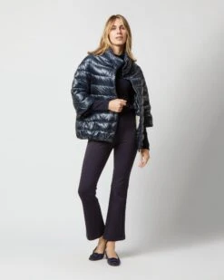 HERNO Aminta 3/4 Sleeve Cocoon Coat In Navy Blue -HERNO || ULLA JOHNSON || A.P.C. Shop S72695 2100
