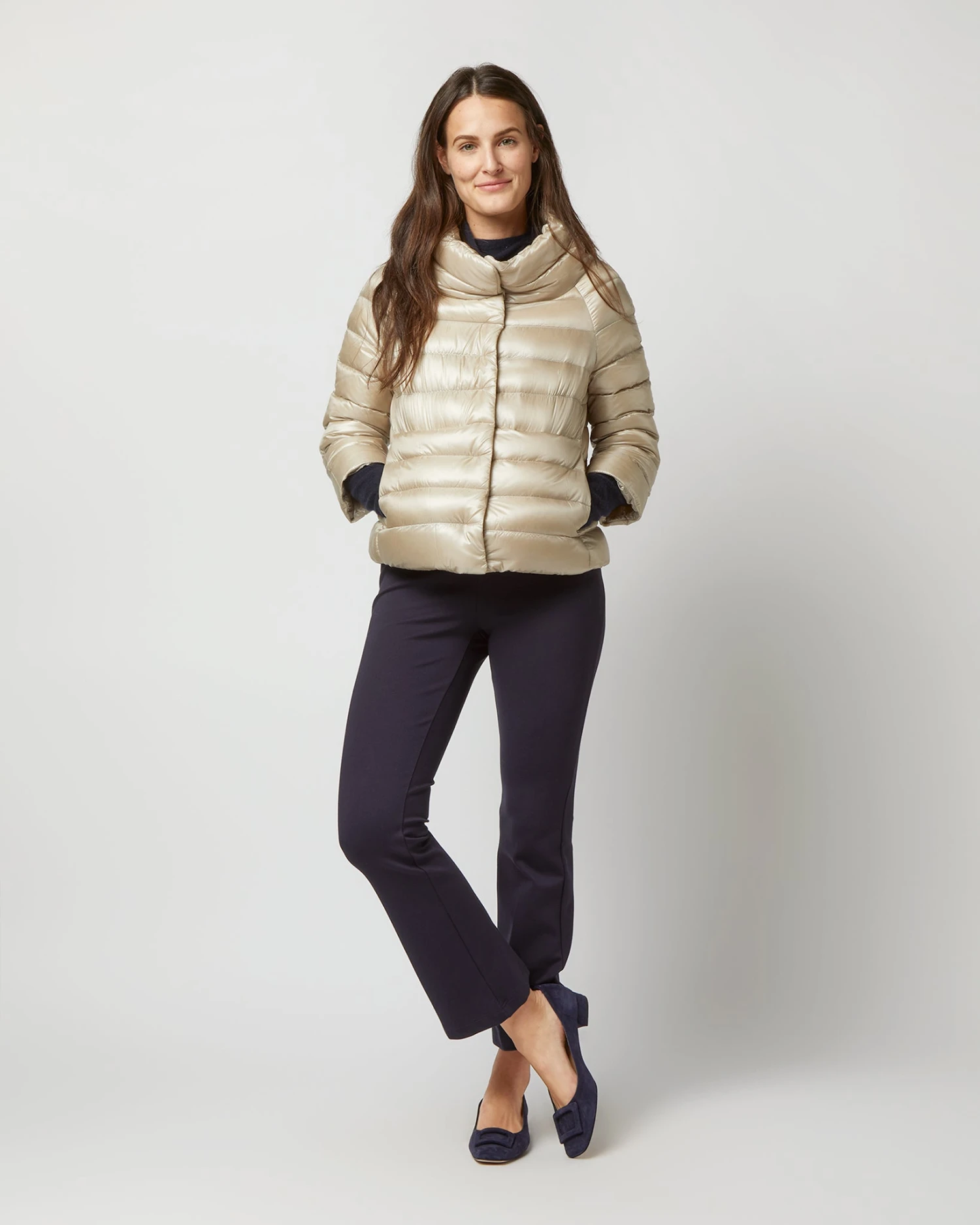 HERNO Sofia 3/4 Sleeve Bolero Jacket In Chantilly 1 HERNO Sofia 3/4 Sleeve Bolero Jacket In Chantilly