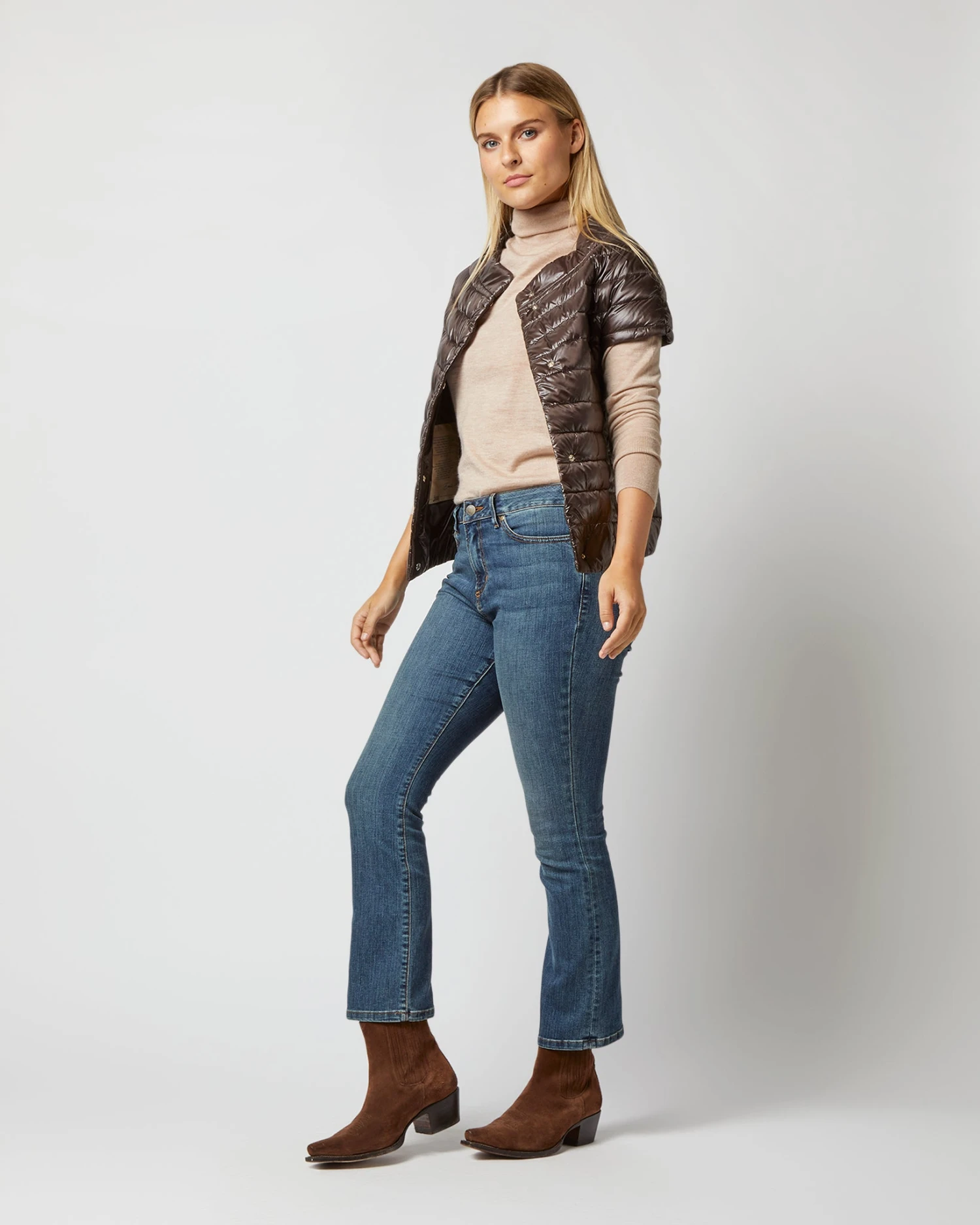 HERNO Emilia Cap-Sleeve Jacket In Dark Brown 3 HERNO Emilia Cap-Sleeve Jacket In Dark Brown - Image 3